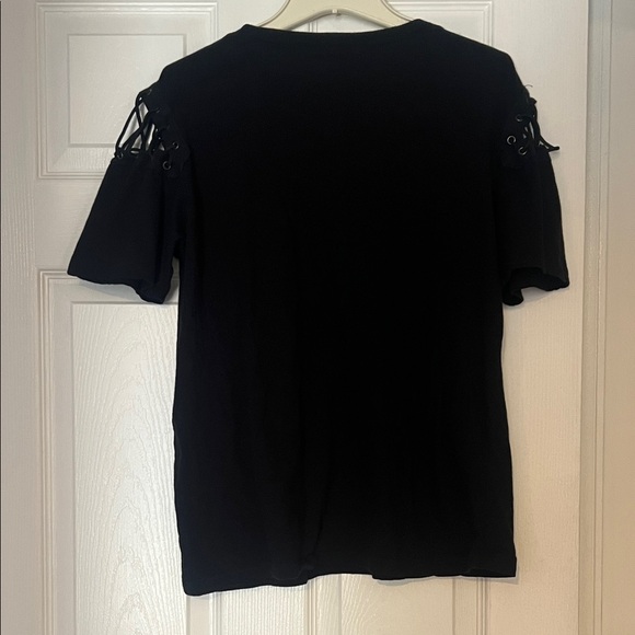 Forever 21 Black Van Halen Tee with Lace Up Sleeve Detail - Picture 7 of 7